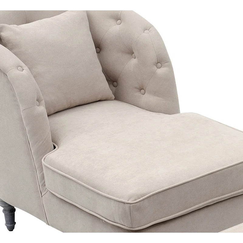 Lounge Chair: Xonet Tufted Two Arm Round Chaise Lounge with Storage