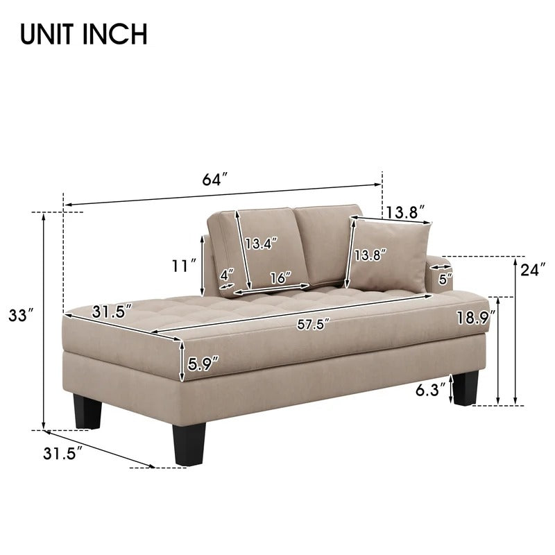 Lounge Chair: Yeforn Tufted One Arm Right-Arm Chaise Lounge