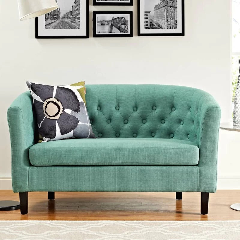 Loveseat: 49'' Rolled Arm Chesterfield Loveseat Sofa