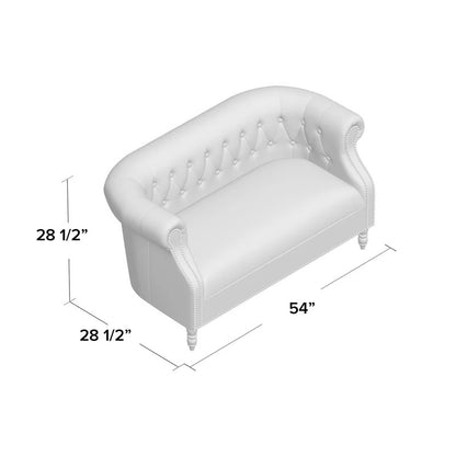 Loveseat: 54'' Rolled Arm Chesterfield Loveseat Sofa