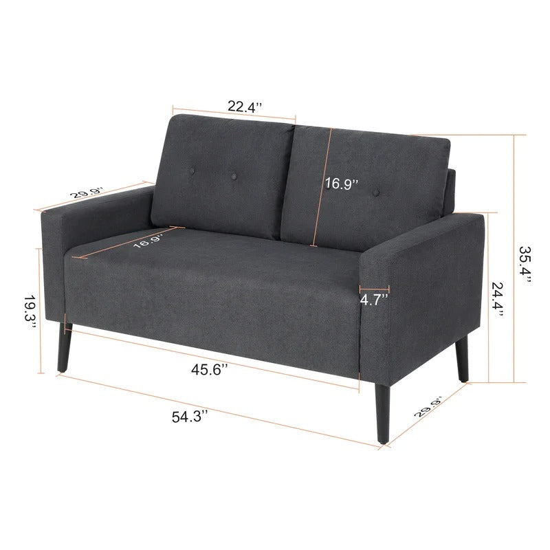 Loveseat: 55'' Linen Square Arm Loveseat