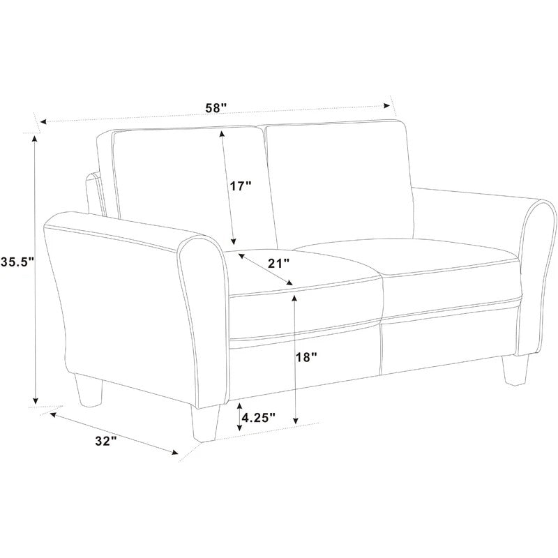 Loveseat:  58'' Flared Arm Loveseat