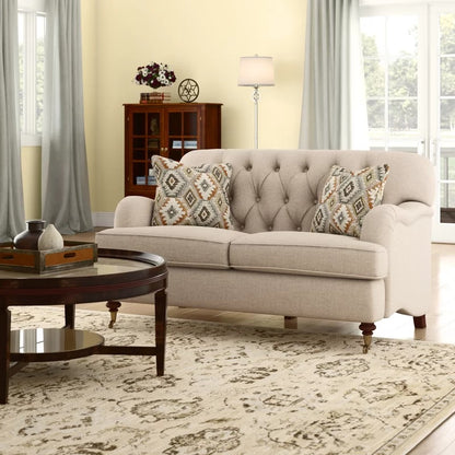 Loveseat: 61'' Linen Square Arm Loveseat Sofa