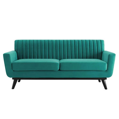 Loveseat: 64" Wide Faux Leatherette Square Arm Loveseat