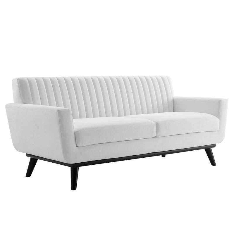 Loveseat: 64" Wide Faux Leatherette Square Arm Loveseat