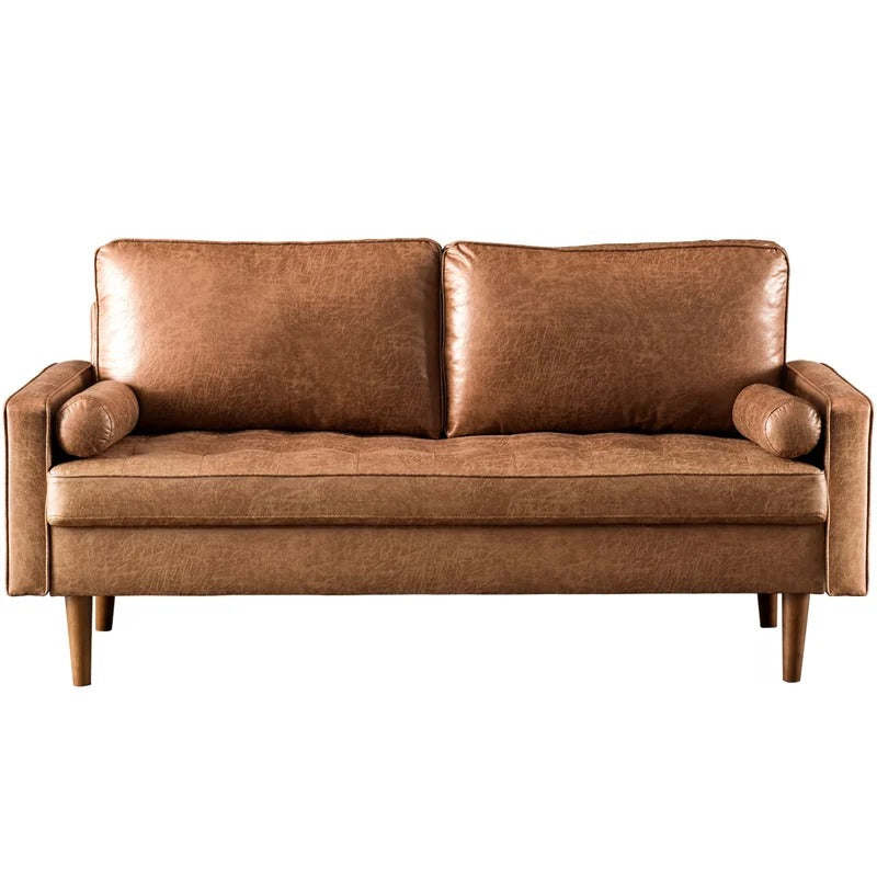 Loveseat: 64" Wide Faux Leatherette Square Arm Loveseat