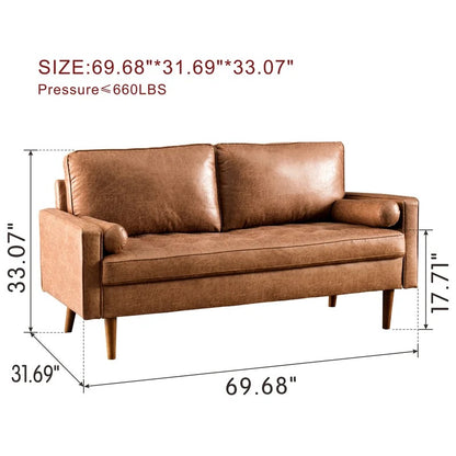 Loveseat: 64" Wide Faux Leatherette Square Arm Loveseat