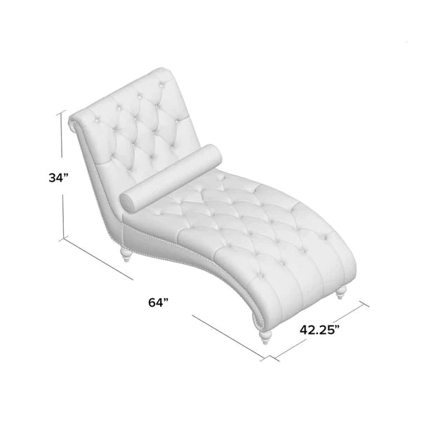 Chaise Lounge: Luxorious Indoor Chaise Lounge Chair with Nailhead Trim and Accent Toss Pillow