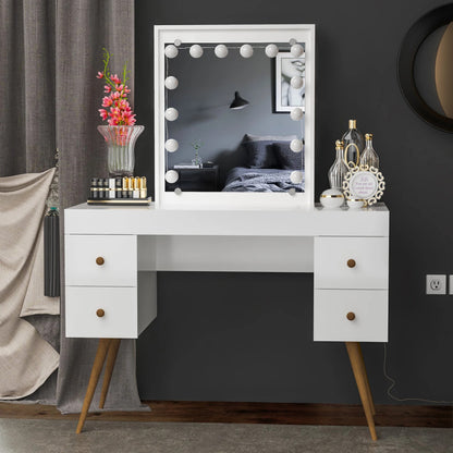 Makeup Vanity: Classic Dressing Table with Light Bulbs