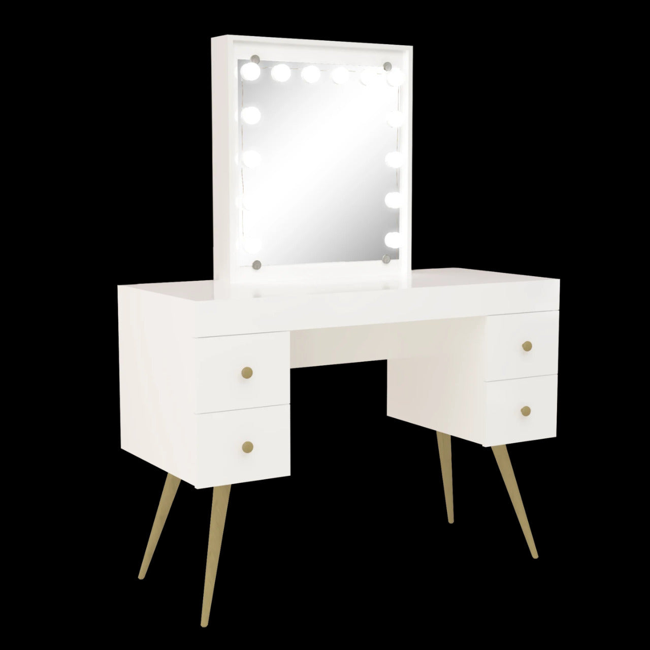 Makeup Vanity: Classic Dressing Table with Light Bulbs