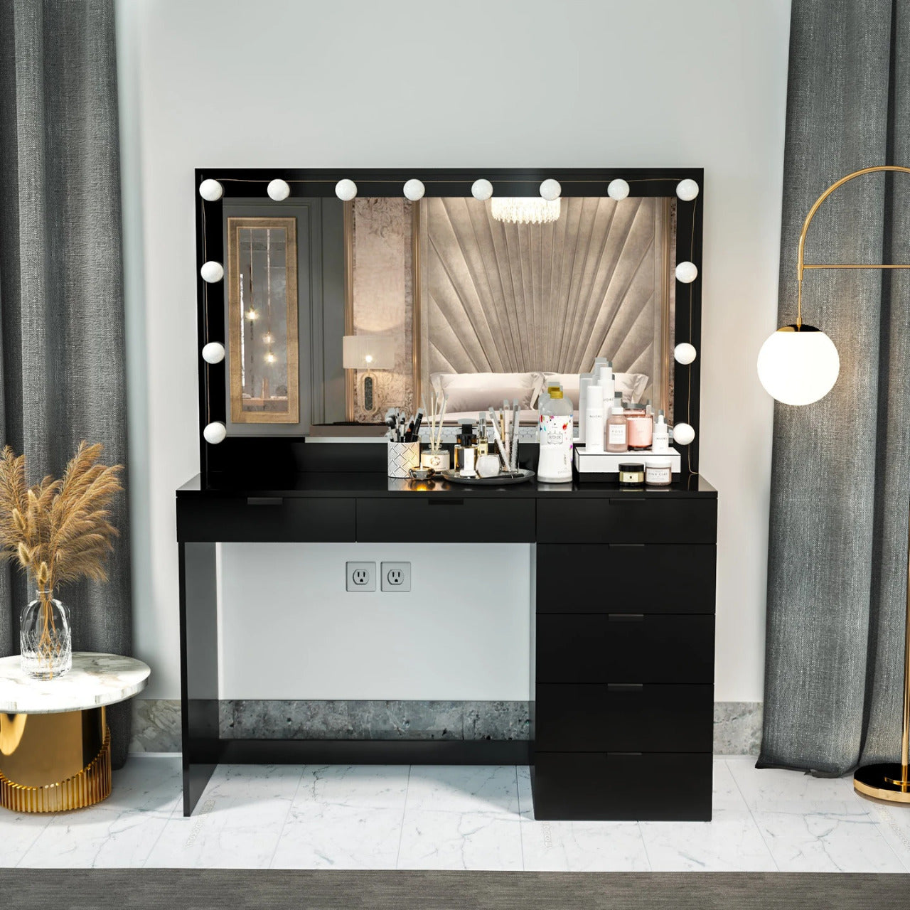 Vanity Desk with Mirror and Lights, Makeup Vanity with 3 Lighting Colors &  Charging Station, Makeup Desk Dressing Table with Full-Length  Mirrors,Hidden Cabinet, Lots Storage Shelves,White - Walmart.com