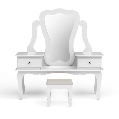 Makeup Vanity: Gian Vanity with Bench, White & 02 drawers
