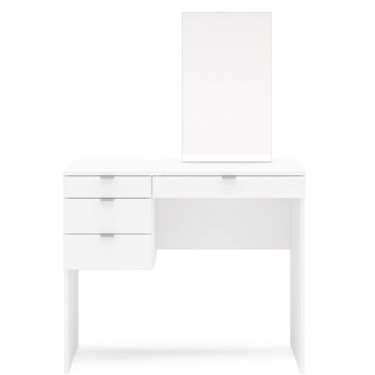 Makeup Vanity : Kate Dressing Table with Mirror, White Finish , 4 Drawers