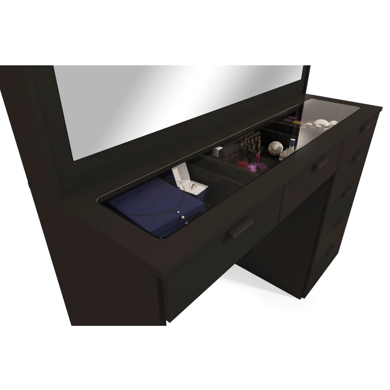 Makeup Vanity: Lighted Vanity with Glass Top  Dressing Table