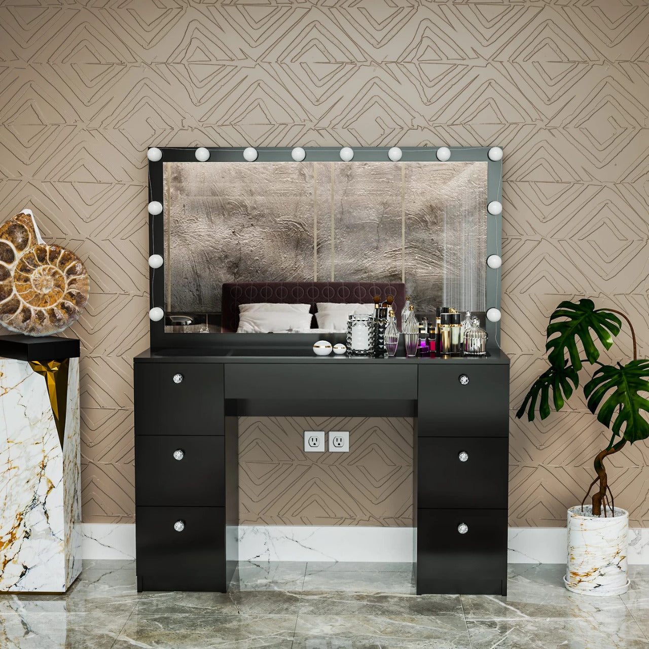 Latitude Run 315 Corner Makeup Vanity with Lighted Mirror  Wayfair