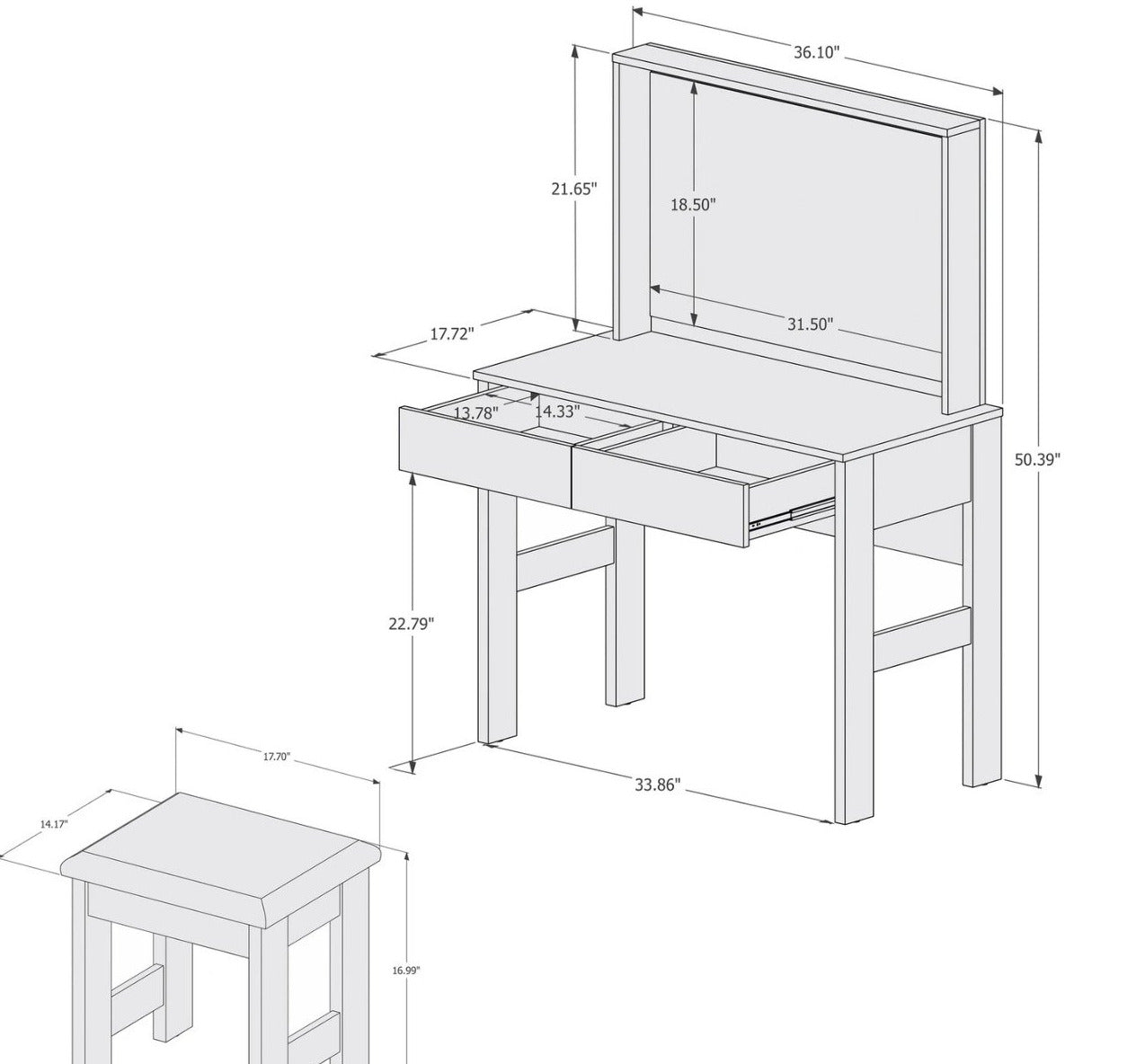 Makeup Vanity: Modern Vanity Set with LED lights