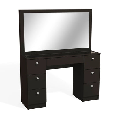 Makeup Vanity: Modern Vanity & 07 Drawers with Glass Top