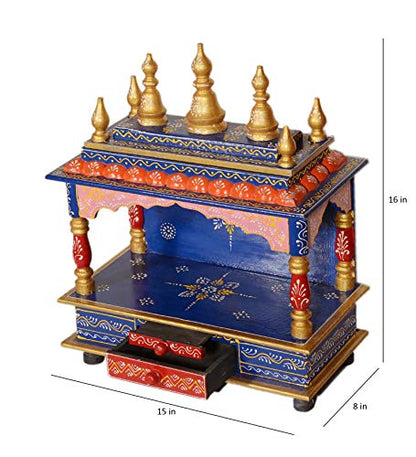 Mandir: Rajasthani Ethnic Handcrafted Wooden Temple/Mandir/Pooja Ghar/Mandapam