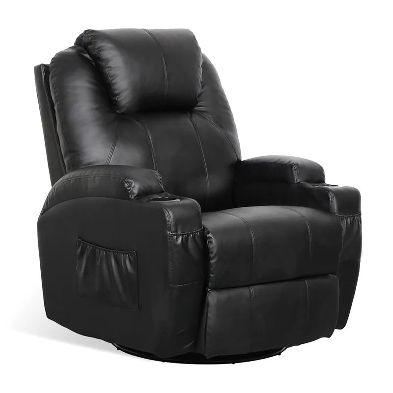 Massage Chairs: Black Leatherette 360° Swivel Heated Massage Chair