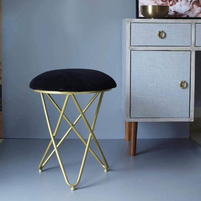 Metallic Stools: Gold Cross Legs Ottoman