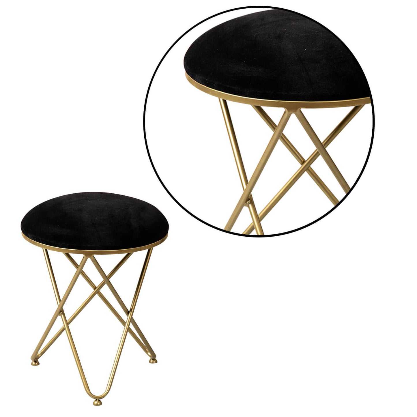 Metallic Stools: Gold Cross Legs Ottoman