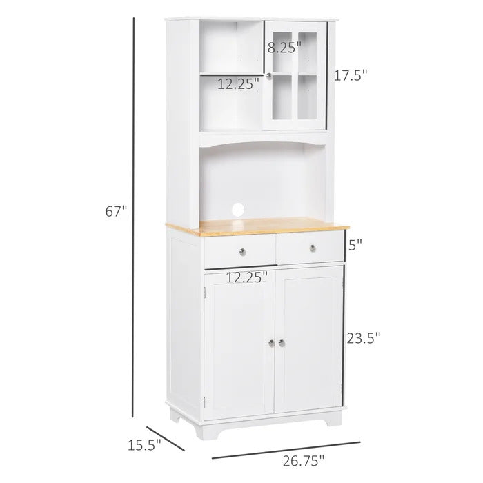 Microwave Stands: Kajah 67" Kitchen Pantry with Hutch Cabinets