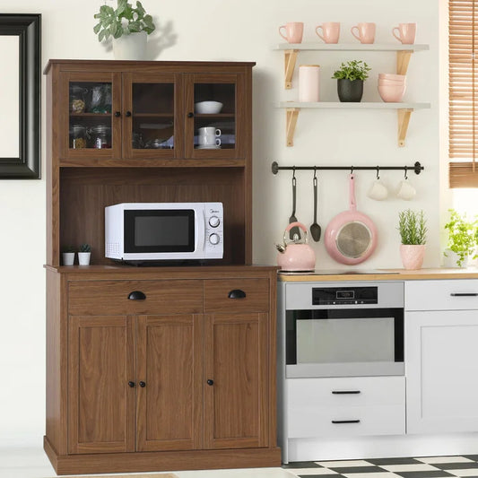 Microwave Stands: 70'' H Kitchen Pantry & Hutch Cabinets