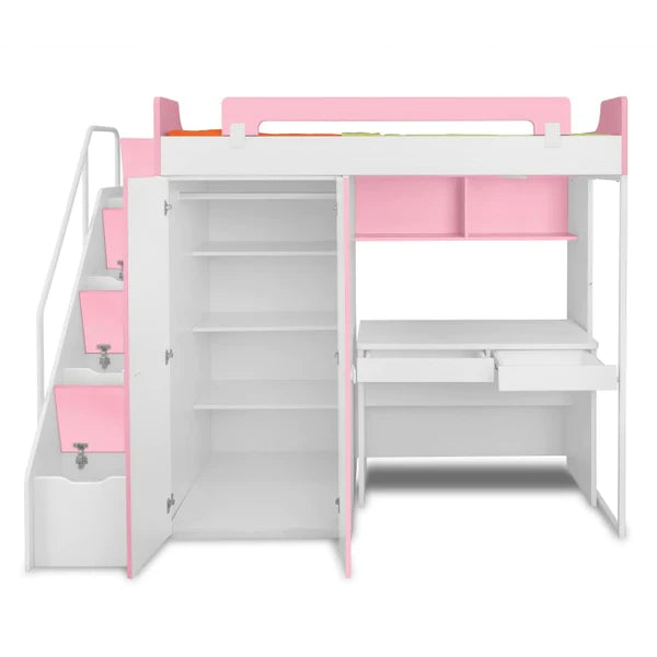 Bunk Beds:- Kids Midsleeper  Bunk Bed with Wardrobe With Study  Table Kids Furniture