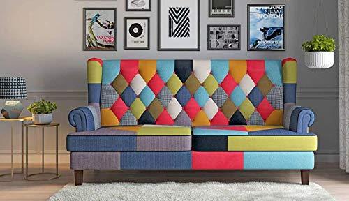 2 Seater Sofa : Minnelli Fabric Sofa Set (Retro Patchwork)