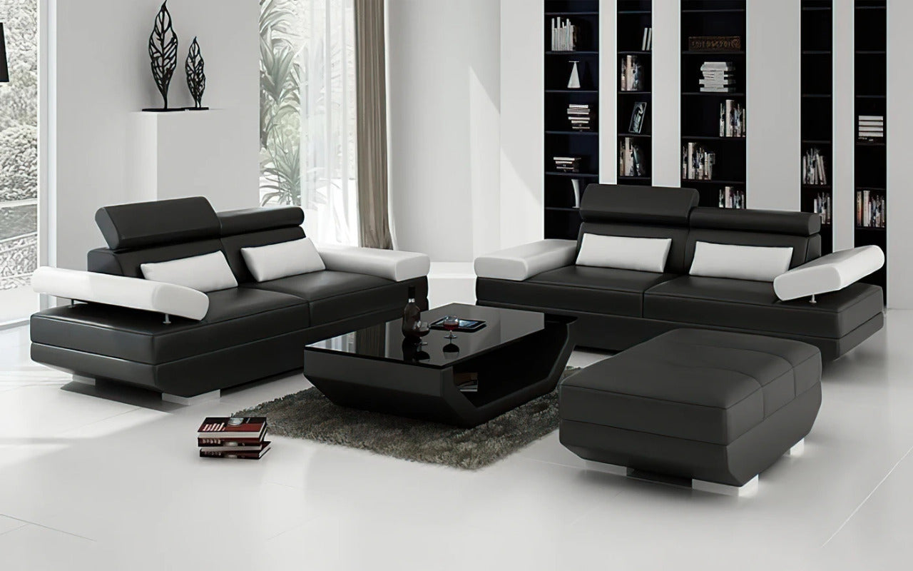 Modern Sofa Set: 4 Seater Leatherette Sofa Set