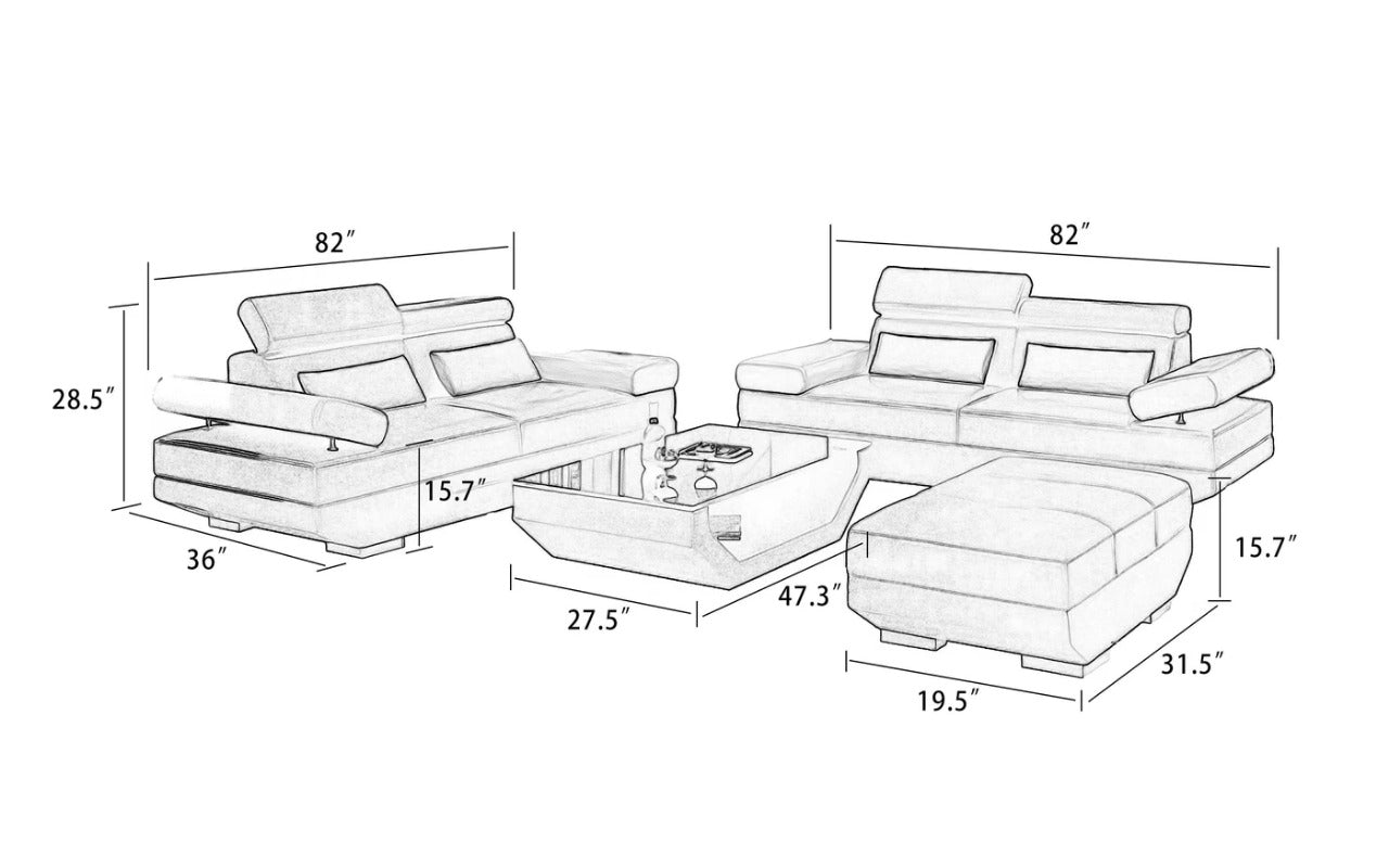 Modern Sofa Set: 4 Seater Leatherette Sofa Set