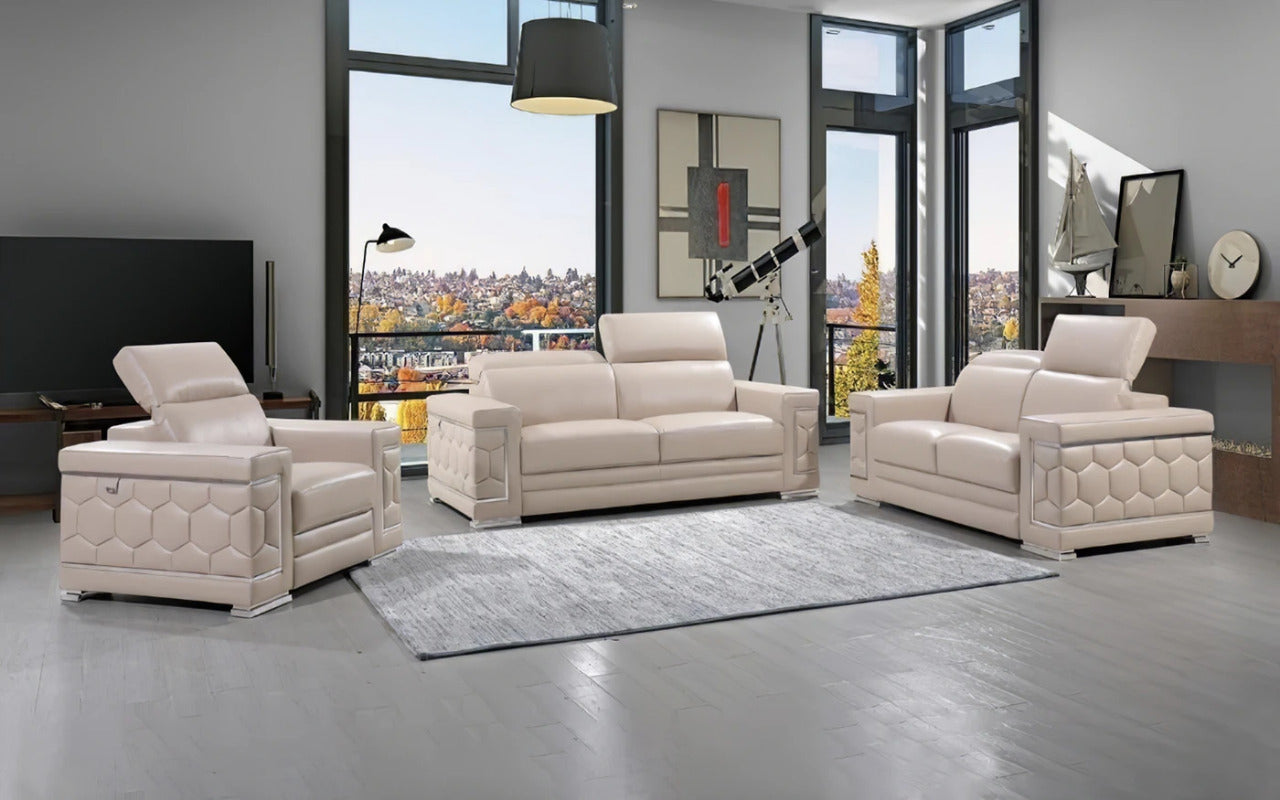 Modern Sofa Set: 5 Seater Leatherette Sofa Set