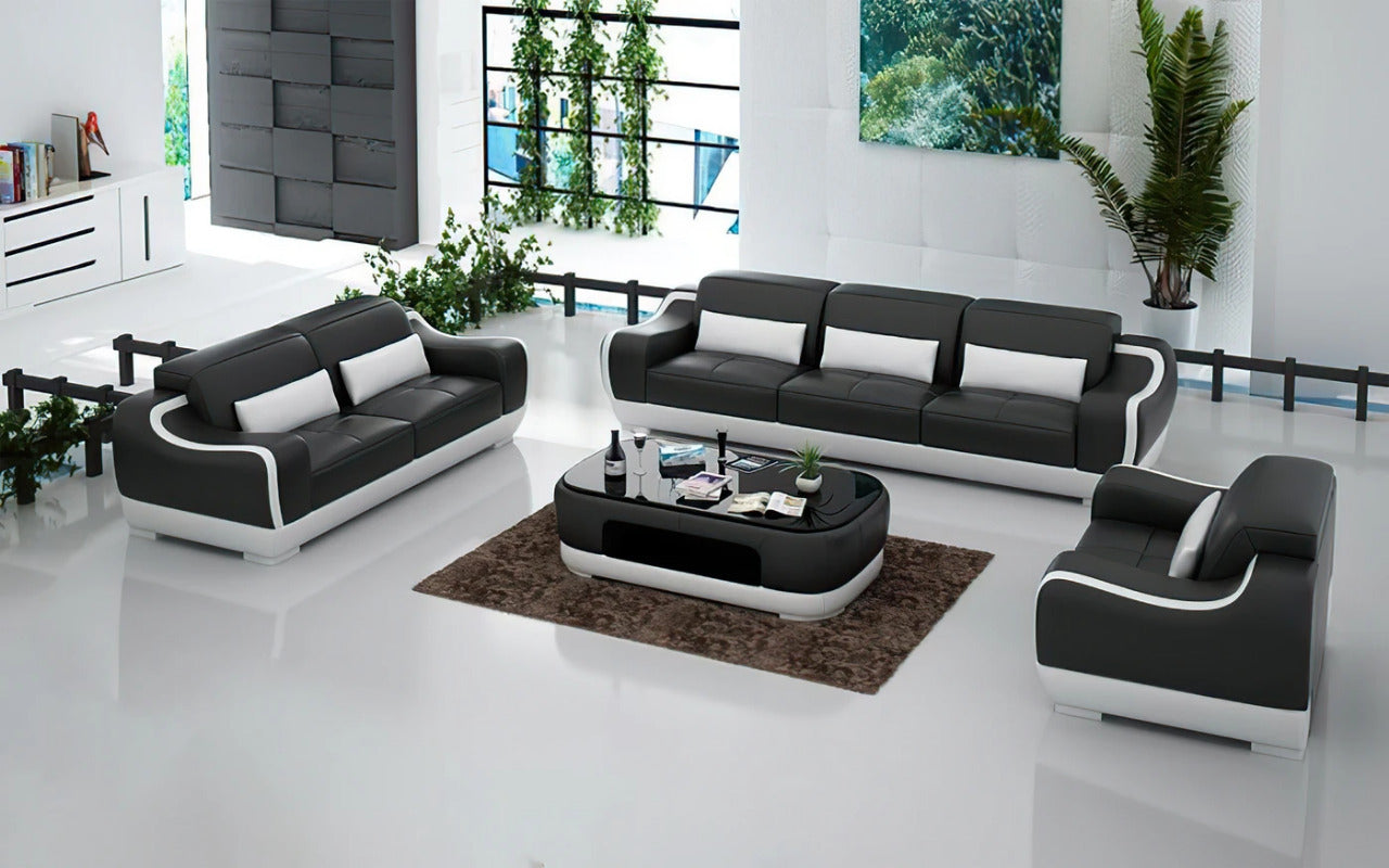 Modern Sofa Set: 6 Seater Leatherette Sofa Set