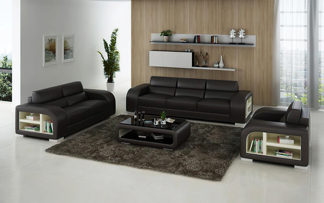 Modern Sofa Set: 6 Seater Leather Sofa Set