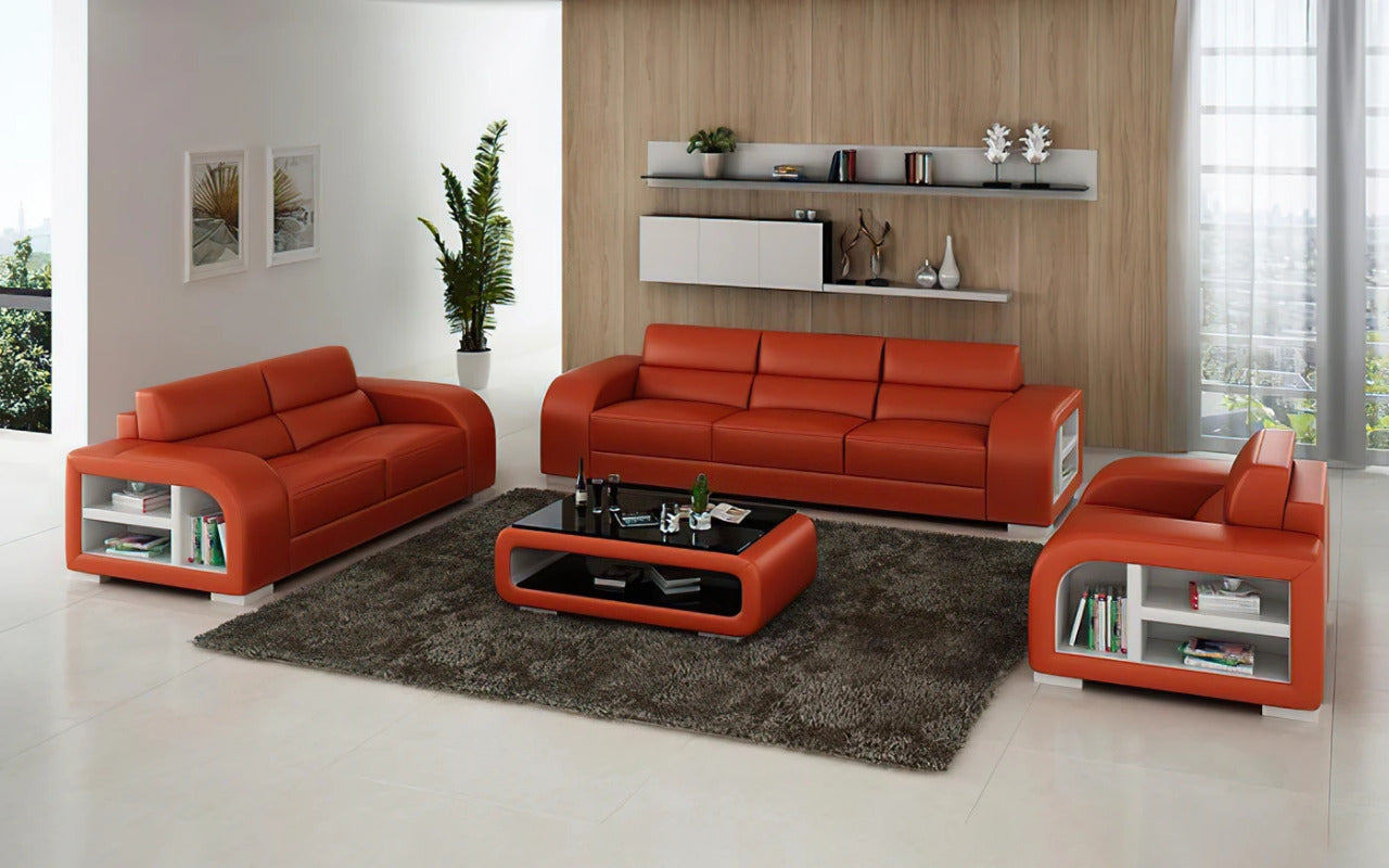 Modern Sofa Set: 6 Seater Leather Sofa Set