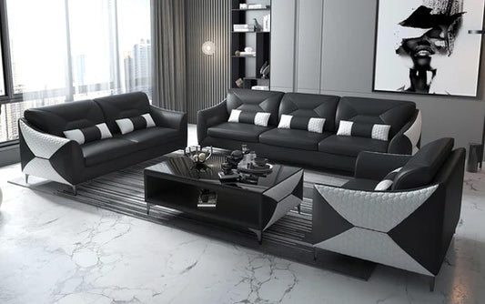 Modern Sofa Set: 6 Seater Leatherette Sofa Set