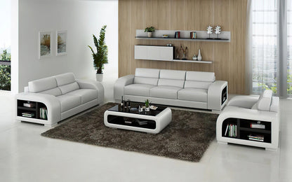 Modern Sofa Set: 6 Seater Leather Sofa Set