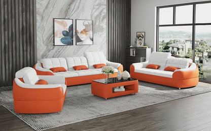 Modern Sofa Set: 6 Seater Leatherette Sofa Set with Adjustable Headrest