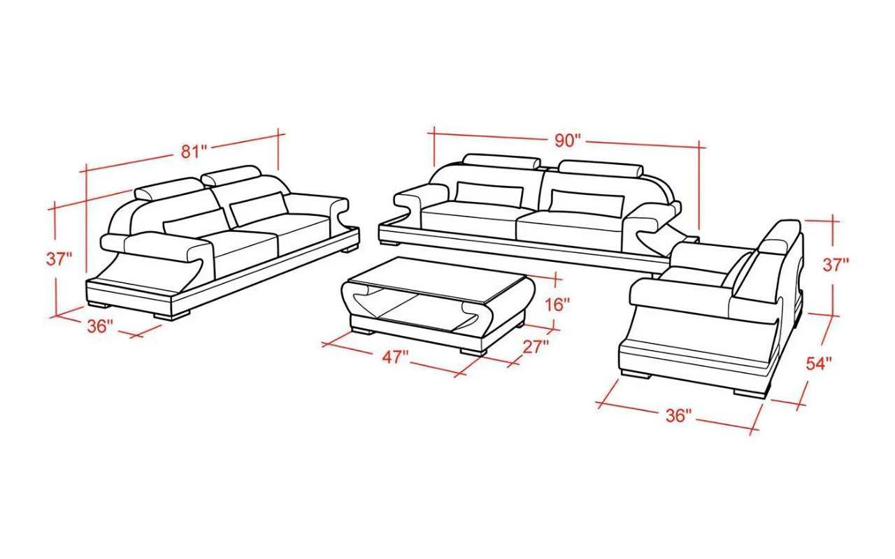 Modern Sofa Set: Leatherette 5 Seater Sofa Set With Shape Arm