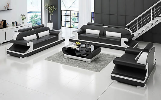 Modern Sofa Set: Leatherette 5 Seater Sofa Set With Shape Arm