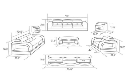 Modern Sofa Set: Leatherette 6 Seater Sofa Set With Storage
