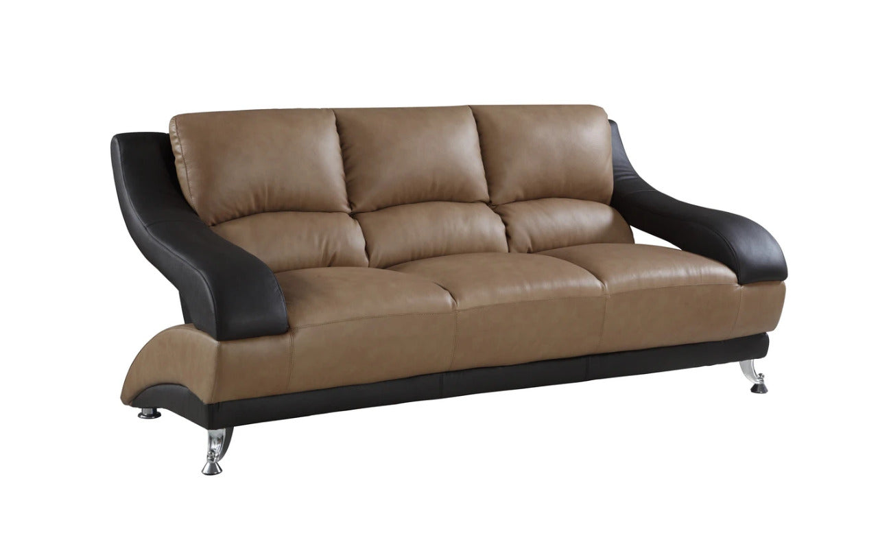 Modern Sofa Set: Leatherette 6 Seater Two-Tone Sofa Set