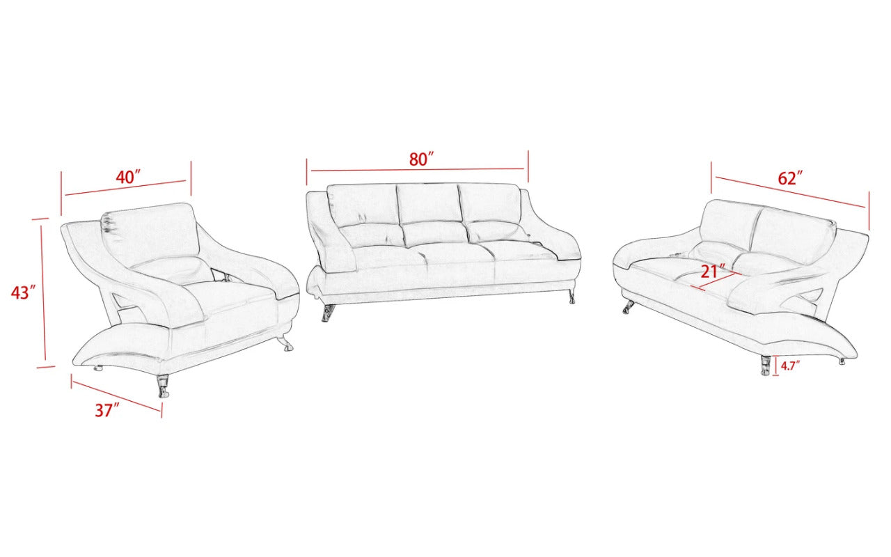Modern Sofa Set: Leatherette 6 Seater Two-Tone Sofa Set