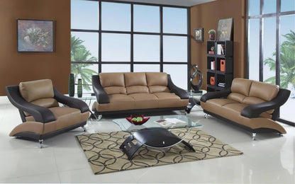 Modern Sofa Set: Leatherette 6 Seater Two-Tone Sofa Set