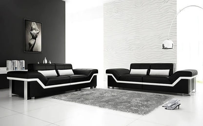 Modern Sofa Set: Leatherette 4 Seater Sofa Set With Adjustable Headrest
