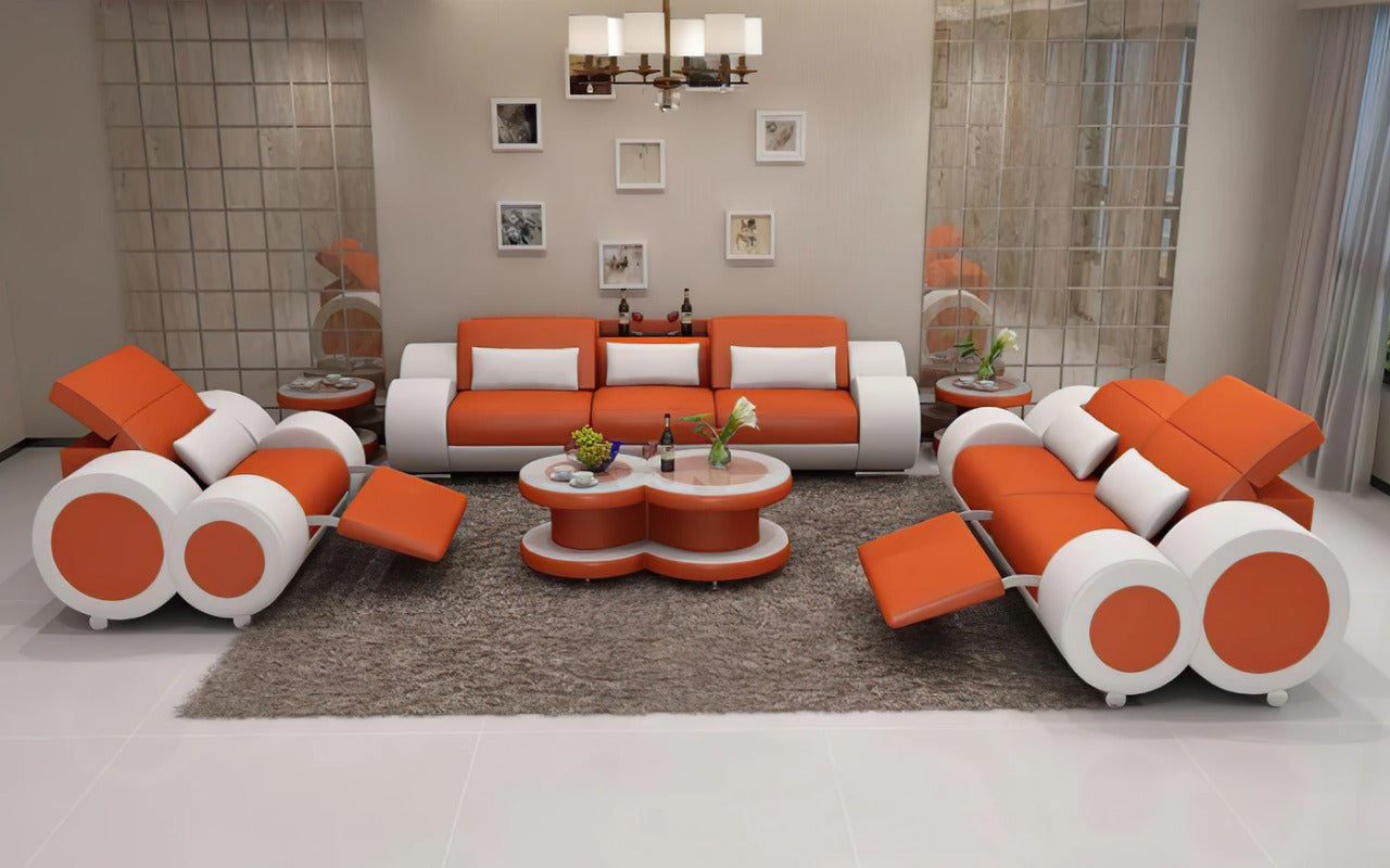 Modern Sofa Set: Leatherette Sofa Set with Recliner