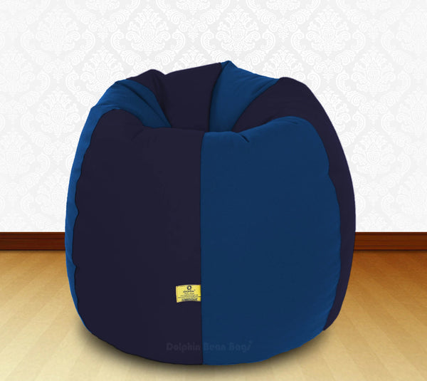 Bean Bag : XXL N.Blue/R.Blue-FABRIC-FILLED & WASHABLE (with Beans)