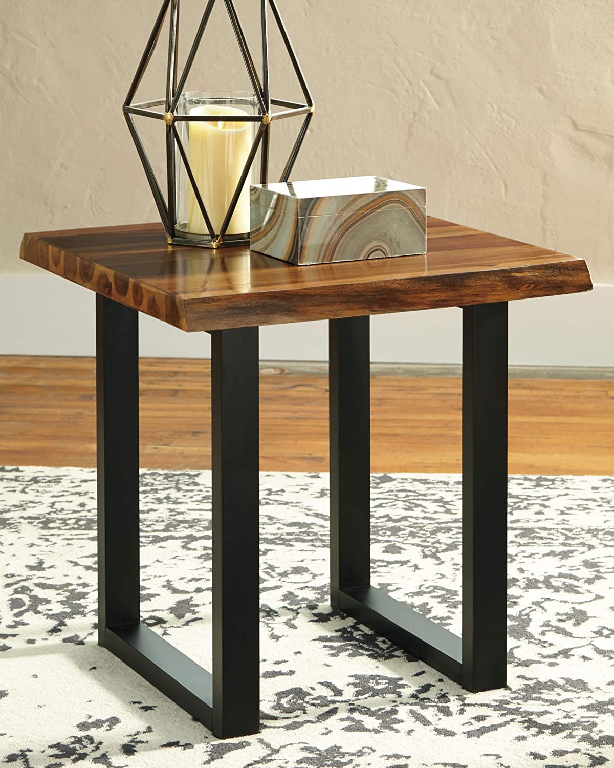 Nest Of Tables: Contemporary Square End Table, Brown/Black