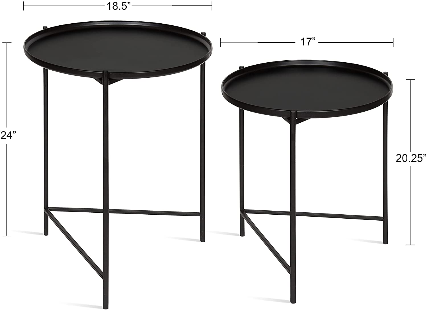 Nest Of Tables Metal Accent Tables, 2 Piece, Black 