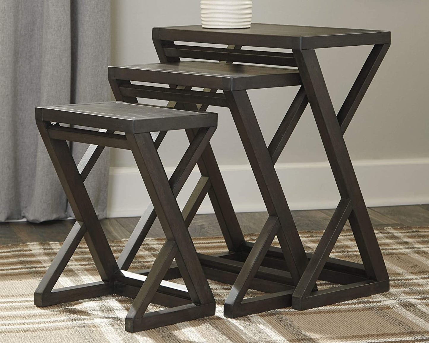 Nest Of Tables Modern Nesting Accent Table Set of 3 Tables, Brown 